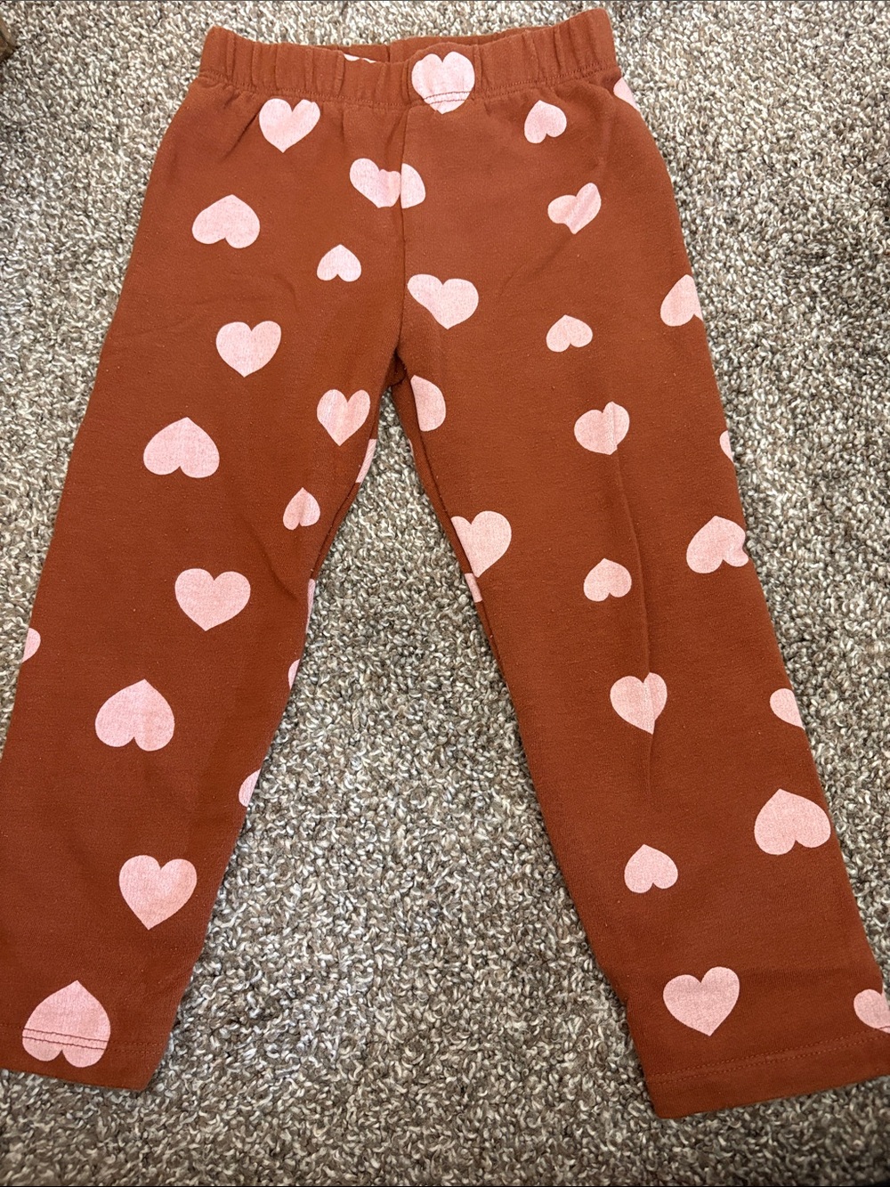 jumping beans Rust Brown Leggings with Pink Heart Print